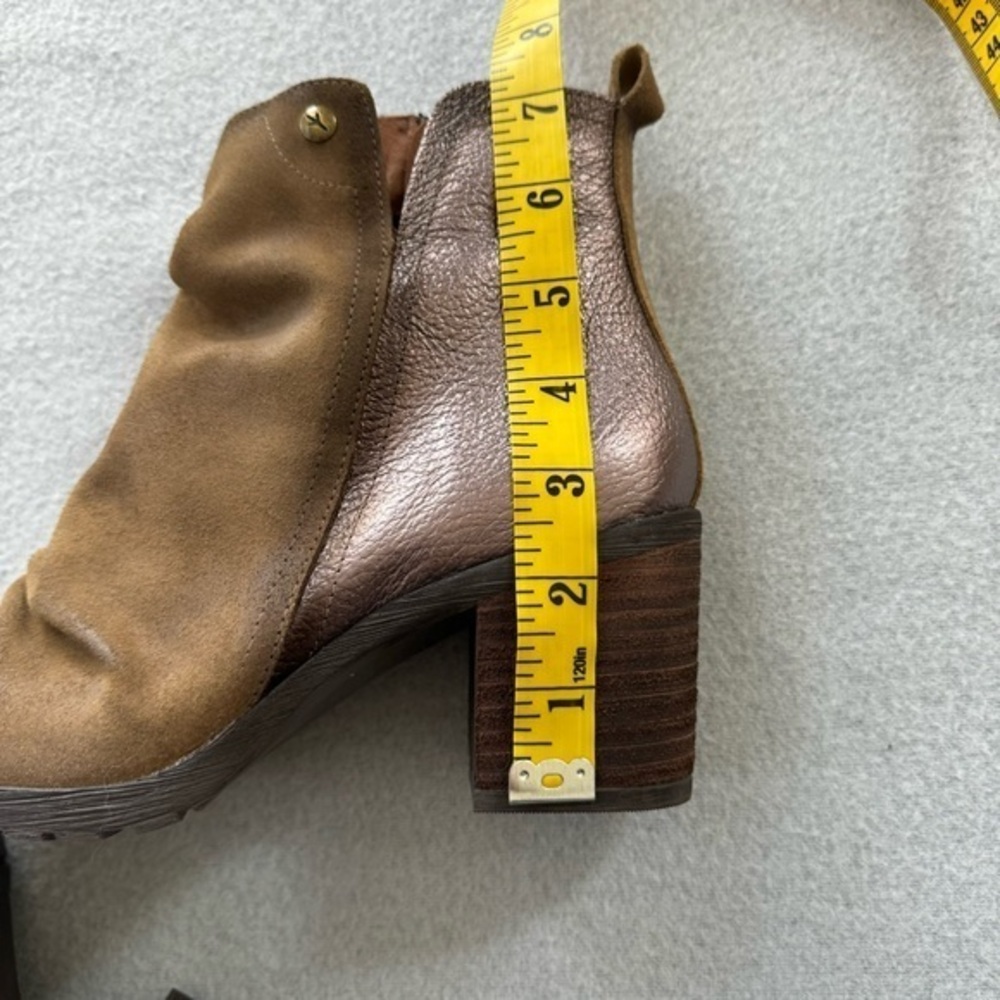 WANDA‎ PANDA EDITA lug sole side zip leather metallic  bootie Made in Spain - Picture 6 of 13
